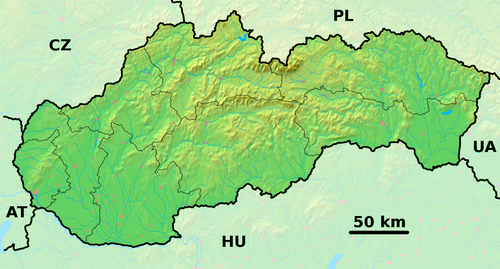 Słowacja - mapa fizyczna