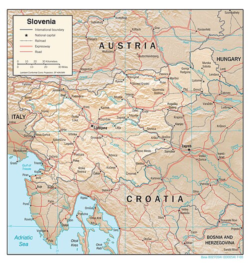 Mapa fizjograficzna Słowenii
