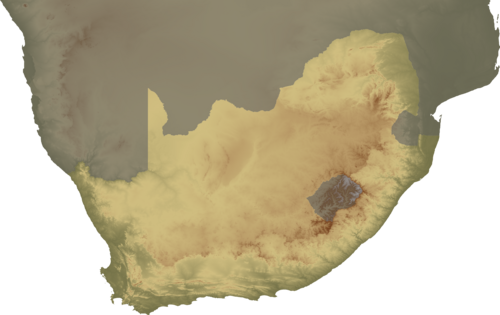Mapa topograficzna Południowej Afryki - kontynent