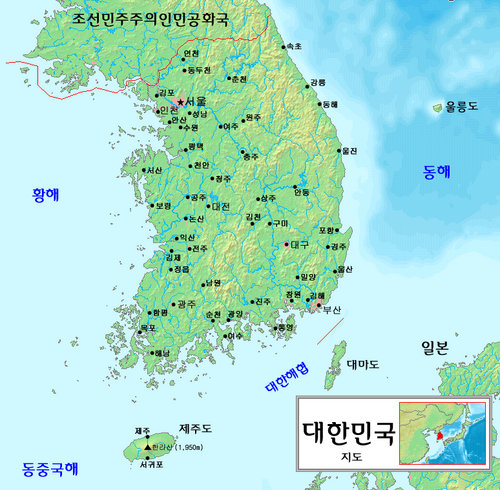 Mapa Korei Południowej - ko