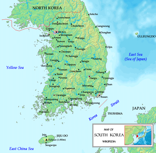 Mapa Korei Południowej