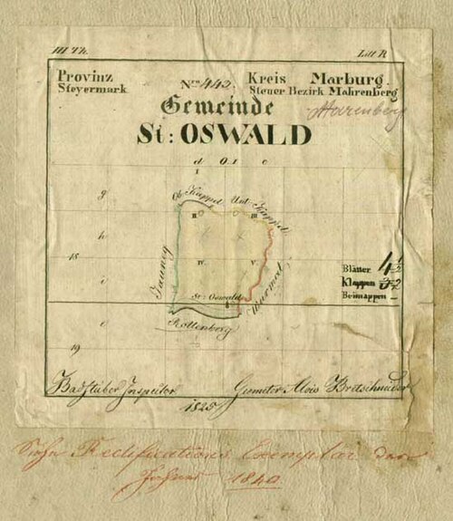 Św. Oswald w Drauwalde Kataster Arkusz przeglądu