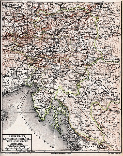 Styria, Karyntia, Kraina, Gorizia ok. 1880
