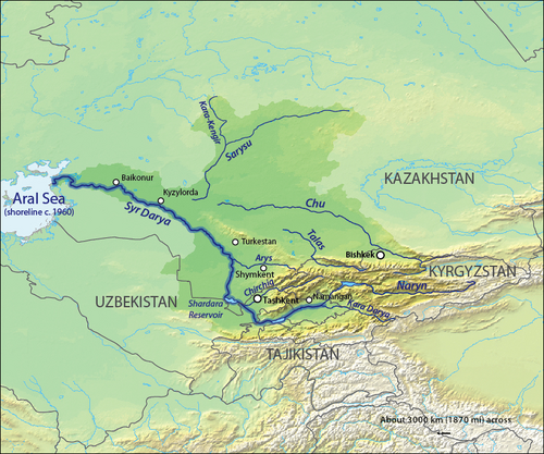 Mapa rzeki Syr-Darii