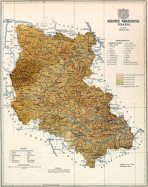 Mapa powiatu Szepesz