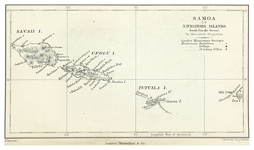 Mapa Samoy Turnera z 1884 r.