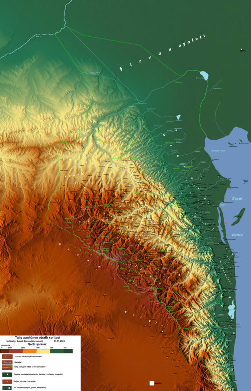Mapa fizyczna Chanaatu Talysz