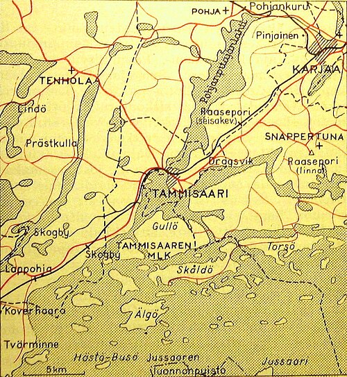 Mapa Tammisaari z lat 50.