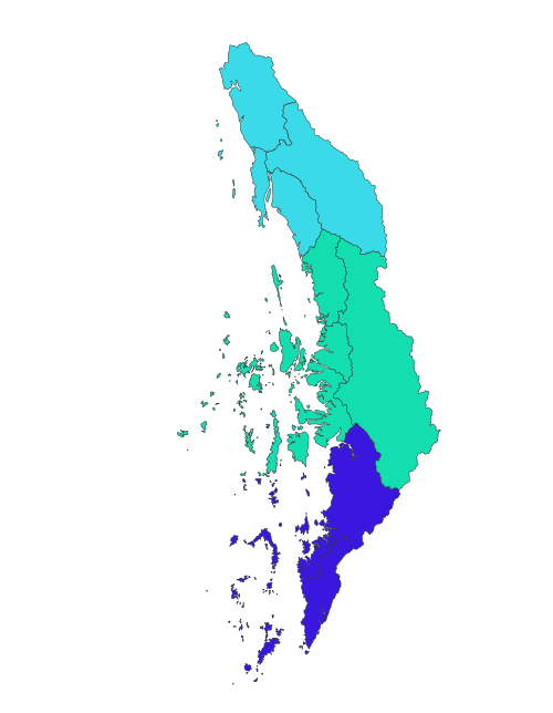 Mapa powiatów regionu Tanintharyi