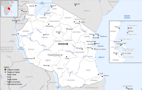 Mapa podstawowa Tanzanii