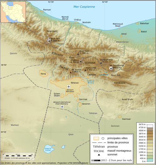Mapa topograficzna Teheranu