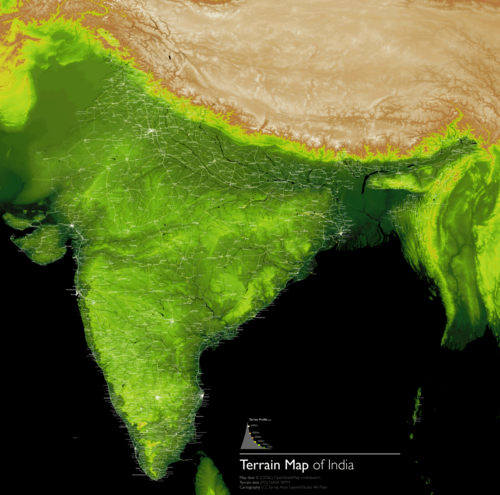 Mapa terenu Indii