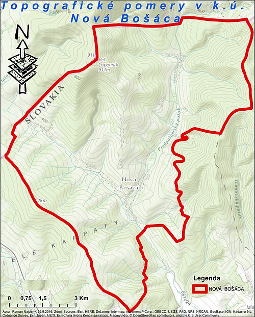 Topografia w obwodzie Nová Bošáca