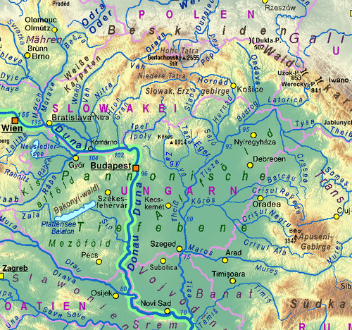 Tło topograficzne HU + SK