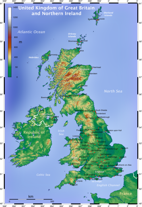 Mapa topograficzna UK - angielski
