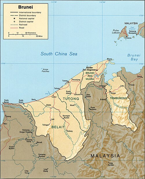 Mapa topograficzna Brunei CIA 1984