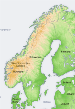 Mapa topograficzna Skandynawii