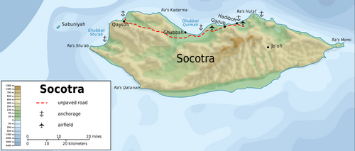 Mapa topograficzna wyspy Socotra