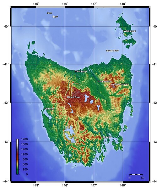 Topografia Tasmanii