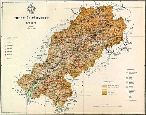 Mapa powiatu Trenczyn