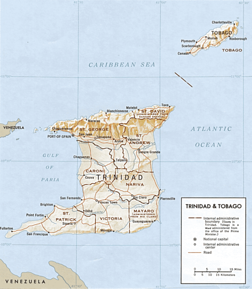 Mapa Trynidadu i Tobago