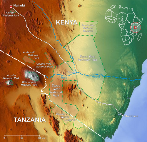 Mapa Parku Narodowego Tsavo