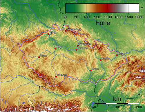 Mapa topograficzna Czech
