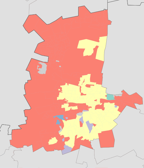Mapa dominującej grupy populacji Tshwane 2001