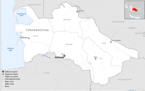 Mapa bazowa Turkmenistanu