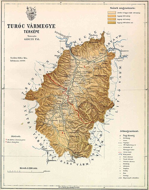 Mapa powiatu Turiec