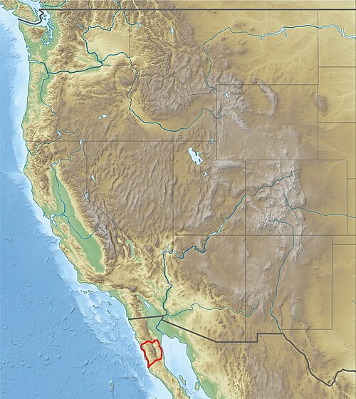 Zachodnia część USA - lokalizacja Sierra San Pedro Martir