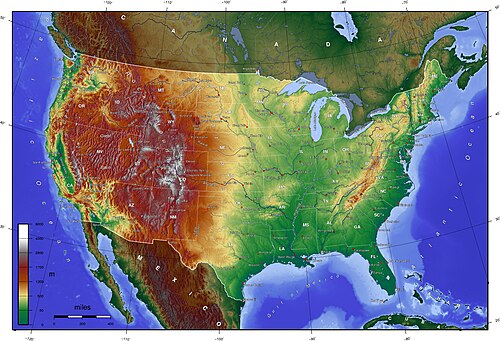 Mapa topograficzna USA