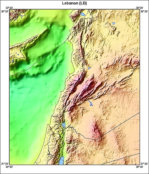 USGS CMG InfoBank Atlas, regiony Libanu