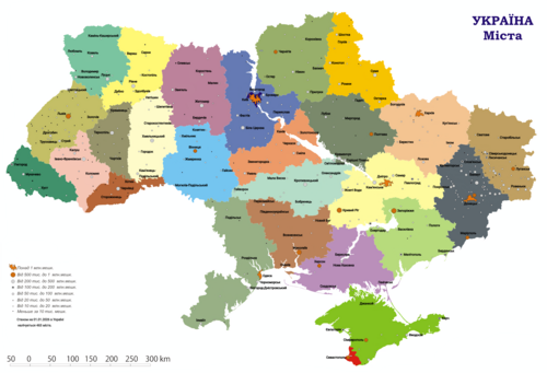 Mapa miast Ukrainy