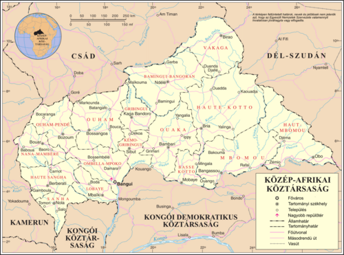 Mapa Środkowoafrykańskiej Republiki
