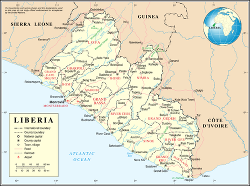 Liberia - mapa ONZ