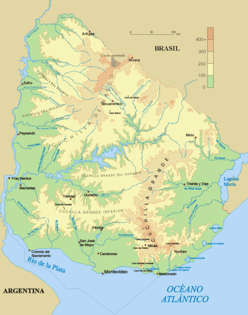 Mapa fizyczna Urugwaju