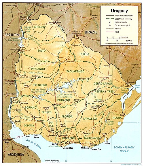 Mapa rzeźby Urugwaju 95