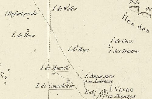 Wallis, Futuna i Niuas na mapie francuskiej 1797