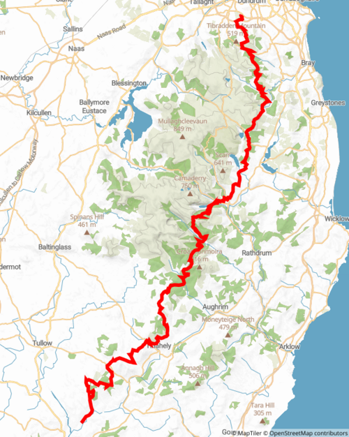 Mapa szlaku Wicklow Way