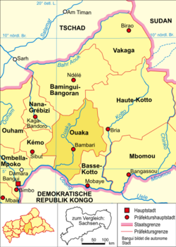 Mapa polityczna Republiki Środkowoafrykańskiej - Ouaka